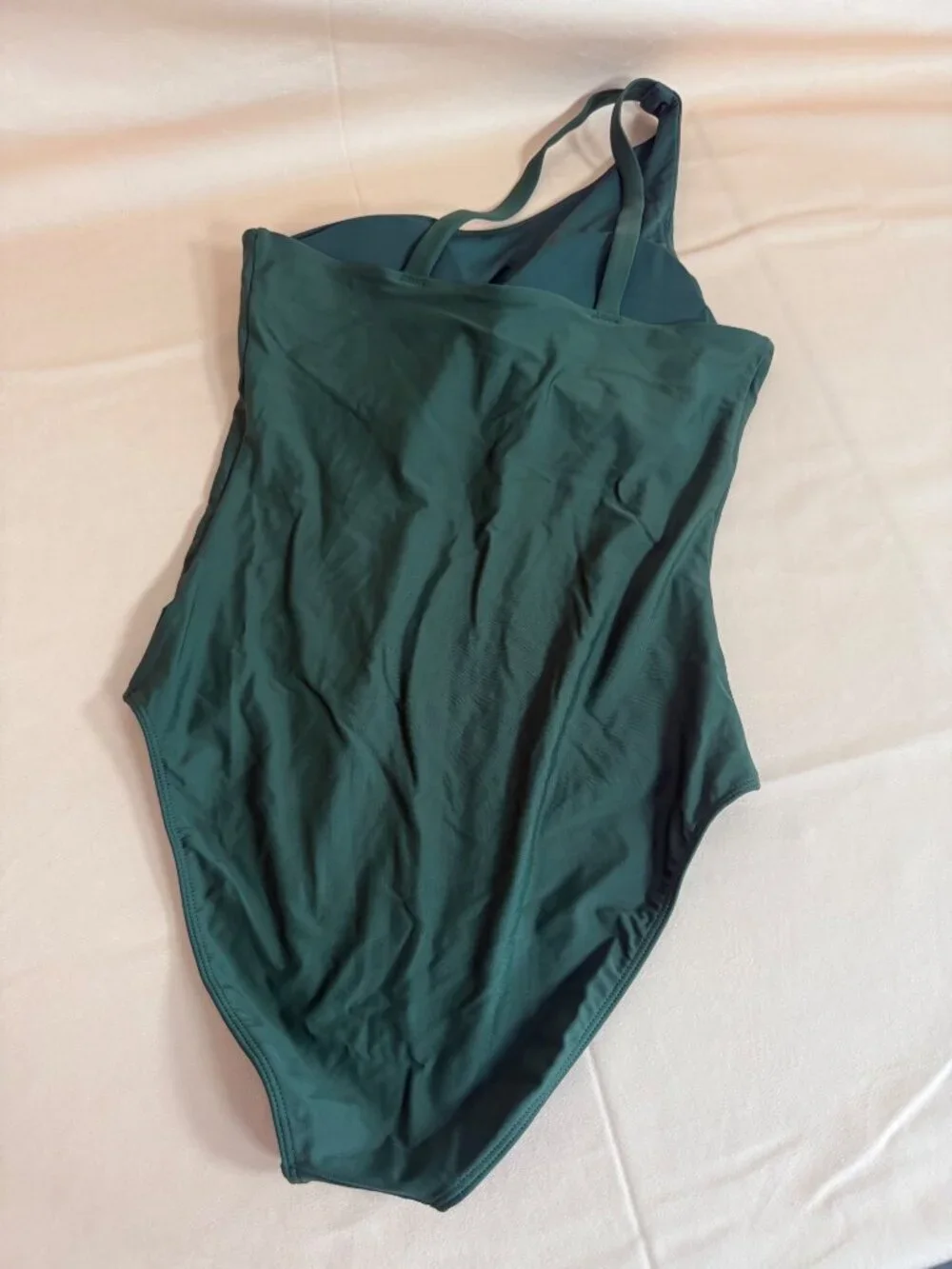 Quince Italian One Shoulder Swimsuit Palm Green High Compression Large